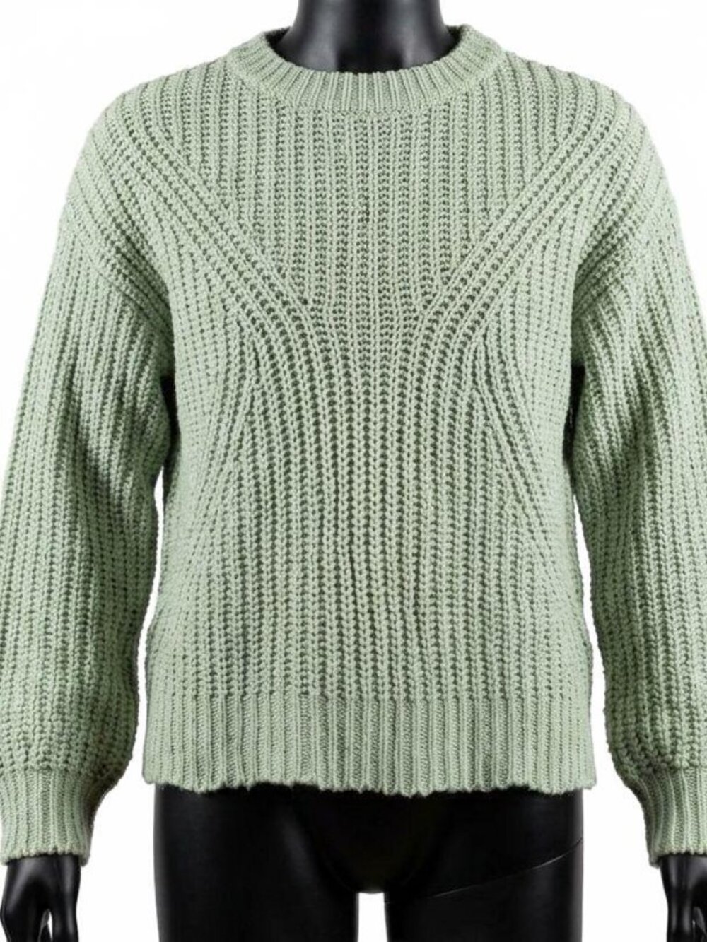 a new day, Light Green Chunky Knit Pullover Sweater, Size S